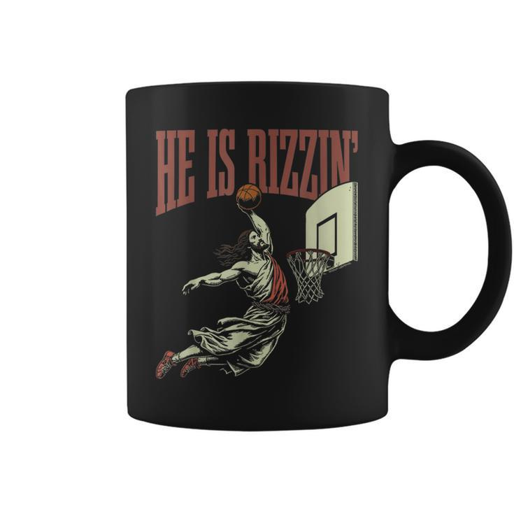He Is Rizzin Jesus Playing Basketball Meme Easter Coffee Mug