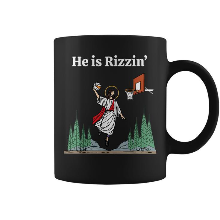 He Is Rizzin' Jesus Basketball Christian Good Friday Easter Coffee Mug