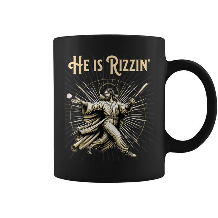 He Is Rizzin Jesus Playing Baseball Coffee Mug