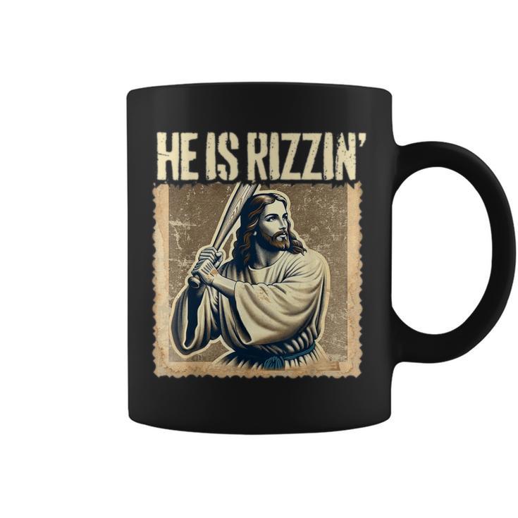 He Is Rizzin Jesus Playing Baseball Sports Rizz Coffee Mug