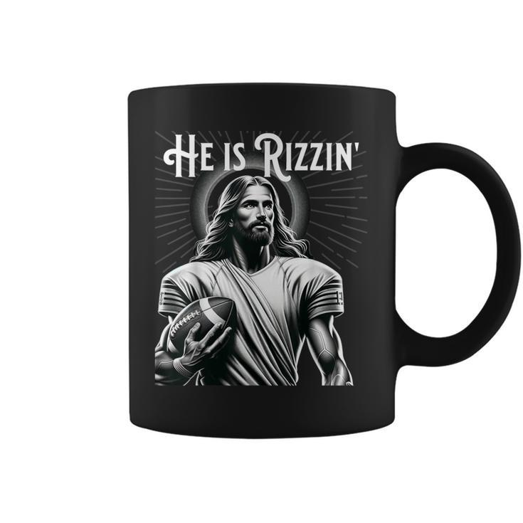 He Is Rizzin Jesus Playing Football Sports Rizz Coffee Mug