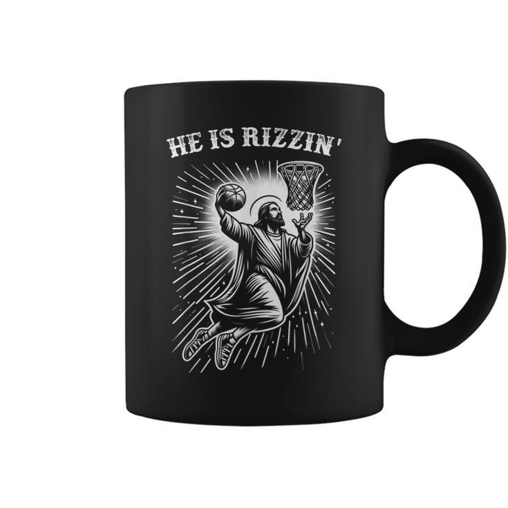 He Is Rizzin' Risen Jesus Christian Playing Basketball Coffee Mug