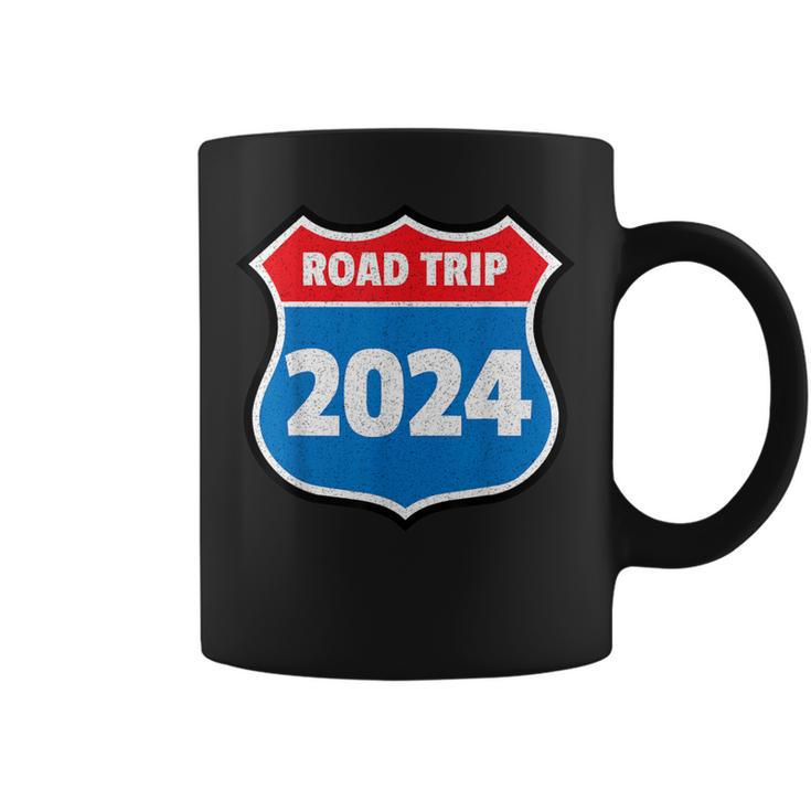 Road Trip 2024 Sign Family Group Matching Distressed Coffee Mug