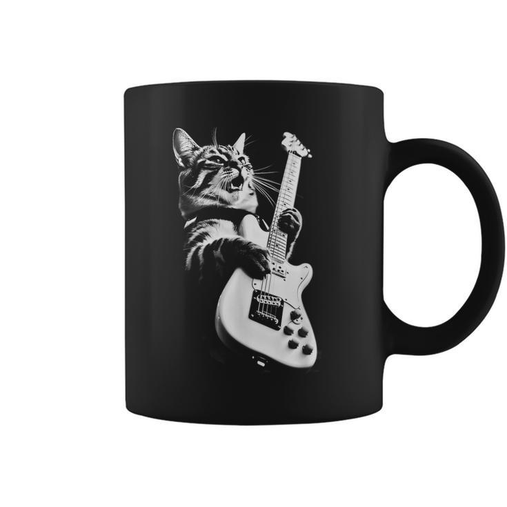 Rock Cat Playing Guitar Guitar Cat Coffee Mug