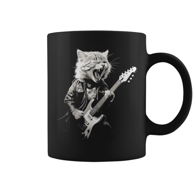 Rock Cat Playing Guitar Guitar Cat Womens Coffee Mug