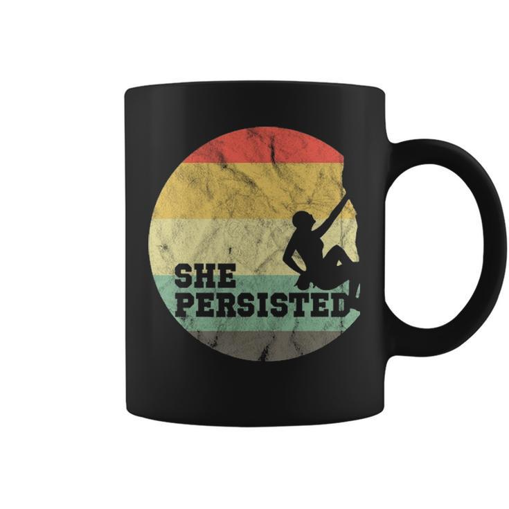 Rock Climbing She Persisted Woman Rock Climber Coffee Mug