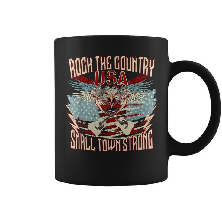 Rock The Country Music Small Town Strong America Flag Eagle Coffee Mug