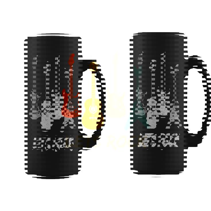 Lets Rock Rock N Roll Guitar Retro Sin Mangas Taza de café