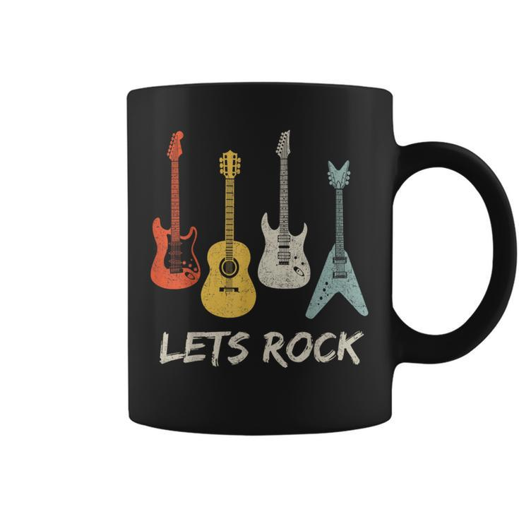 Lets Rock Rock N Roll Guitar Retro Women Coffee Mug
