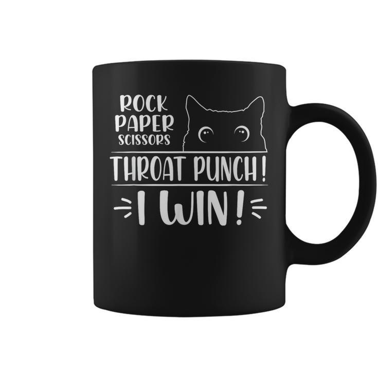 Rock Paper Scissors Throat Punch Cat Lover Cat Mom Cat Dad Coffee Mug