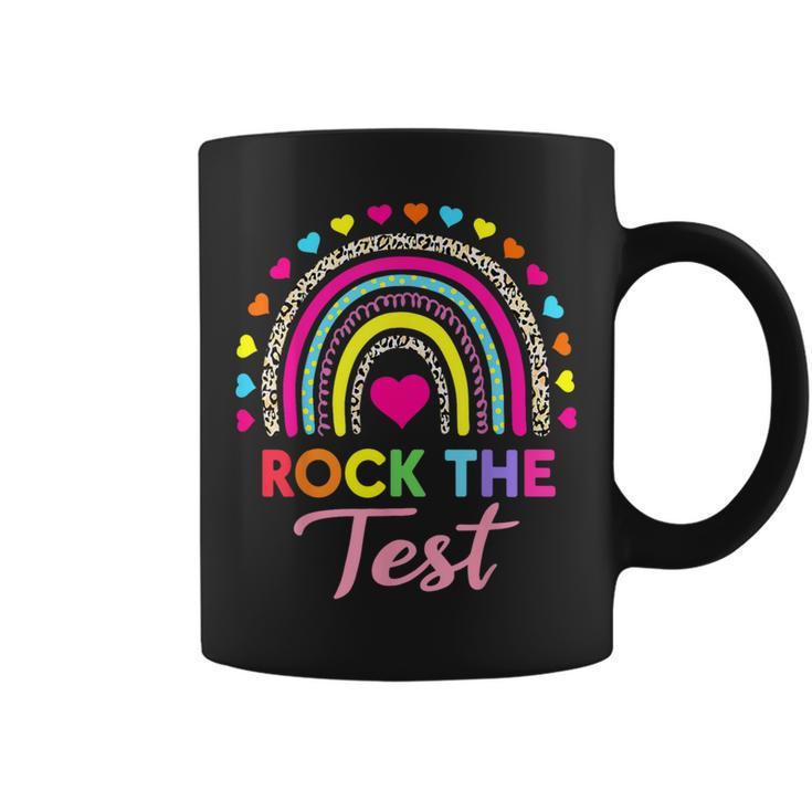 Rock The Test Test Day Teacher Testing Day Rainbow Teacher Coffee Mug