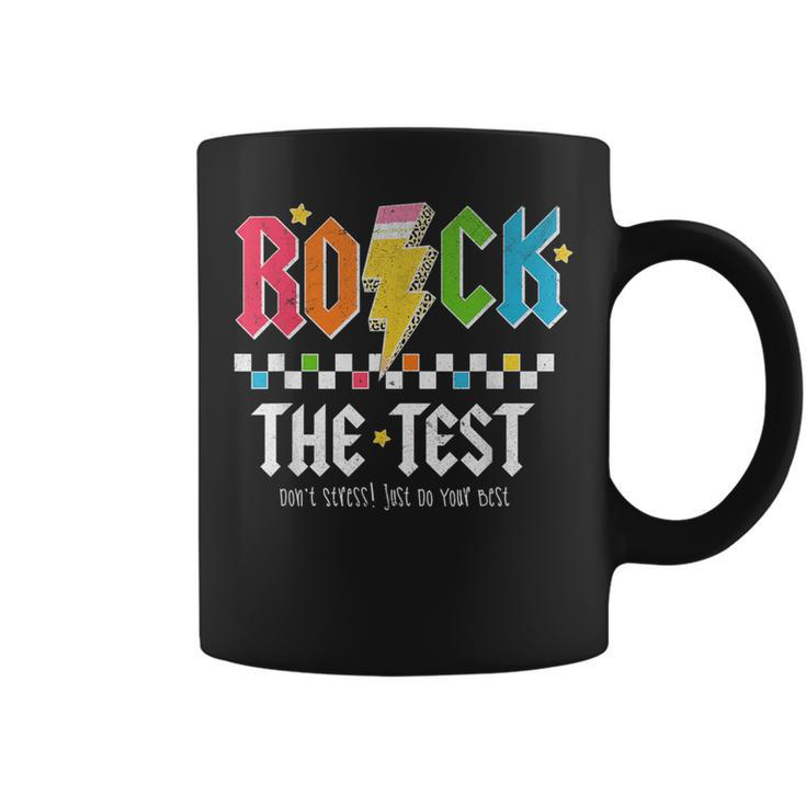 Rock The Test Dont Stress Testing Day Teachers Students Coffee Mug