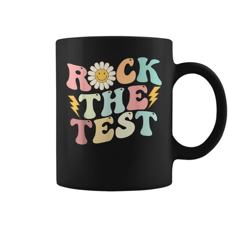 Rock The Test Retro Groovy Teacher Test Day Testing Day Coffee Mug