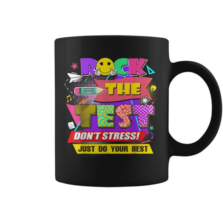 Rock The Test Testing Day Retro Motivational Teacher Student Coffee Mug
