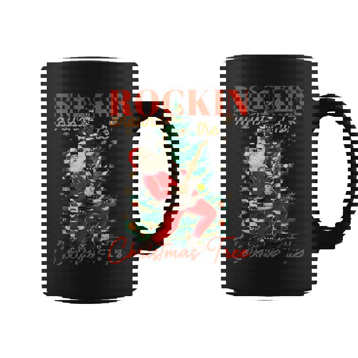 Rocking Around The Christmas Tree Santa Rock And Roll Guitar Coffee Mug