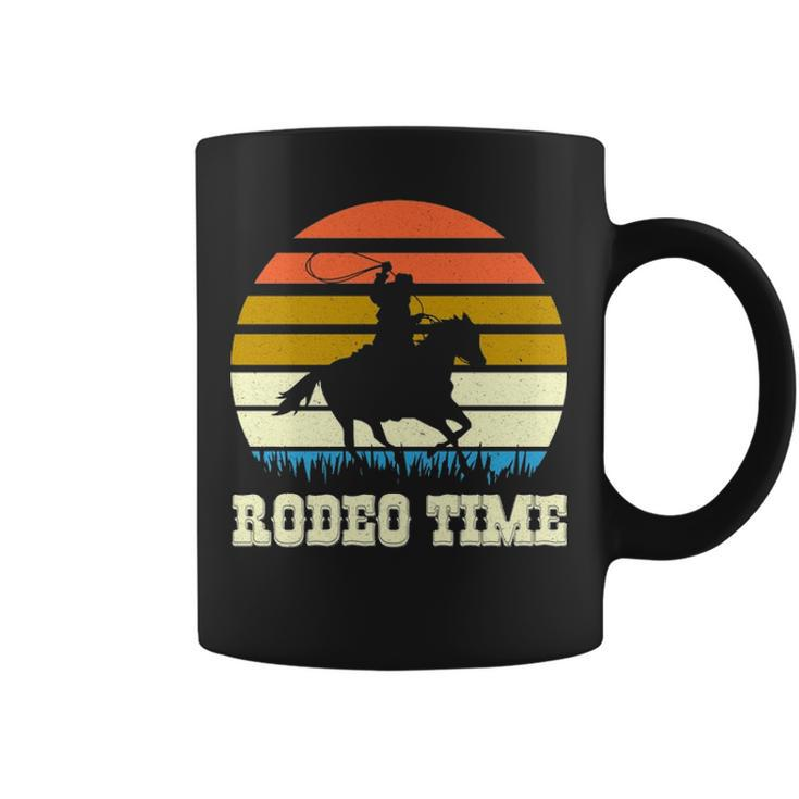 Rodeo Time Vintage Rodeo Time Cowboy Horse Retro Sunset Coffee Mug