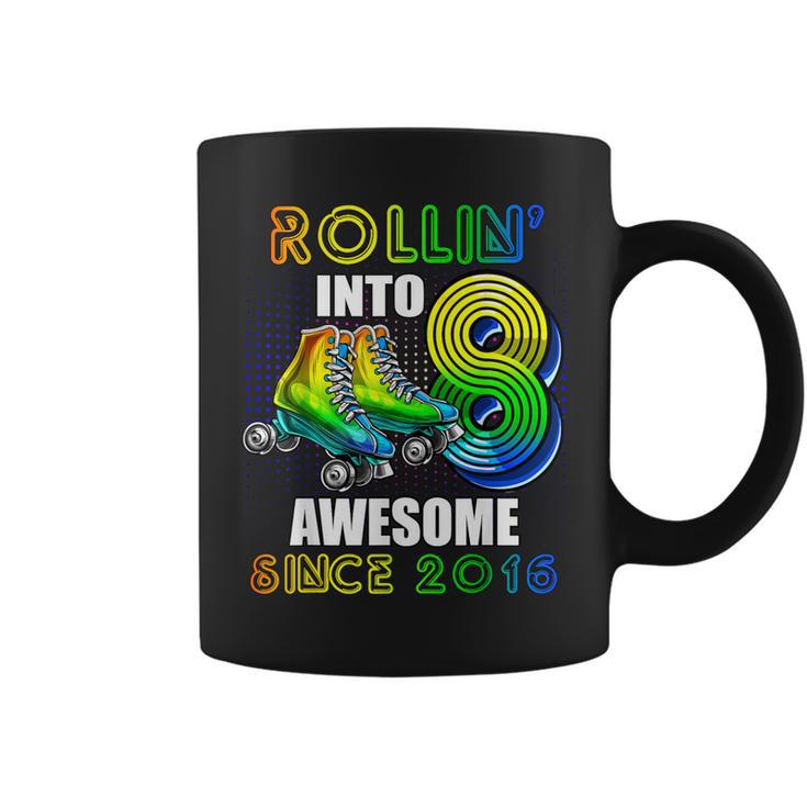 Roller Skating 8Th Birthday Boys Rollin Into 8 Awesome 2016 Coffee Mug