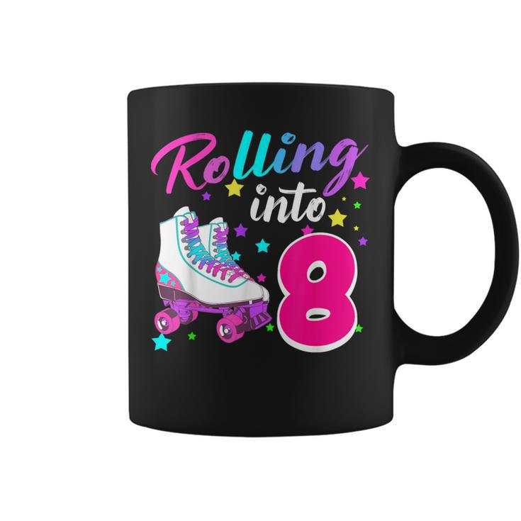 Rollin' Into 8 Roller Skating Rink 8Th Birthday Party Girls Coffee Mug