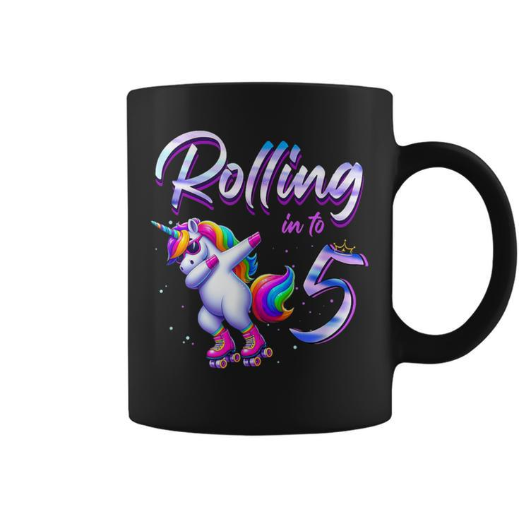 Rolling Into 5 Roller Skating Unicorn 5Th Birthday Party Coffee Mug