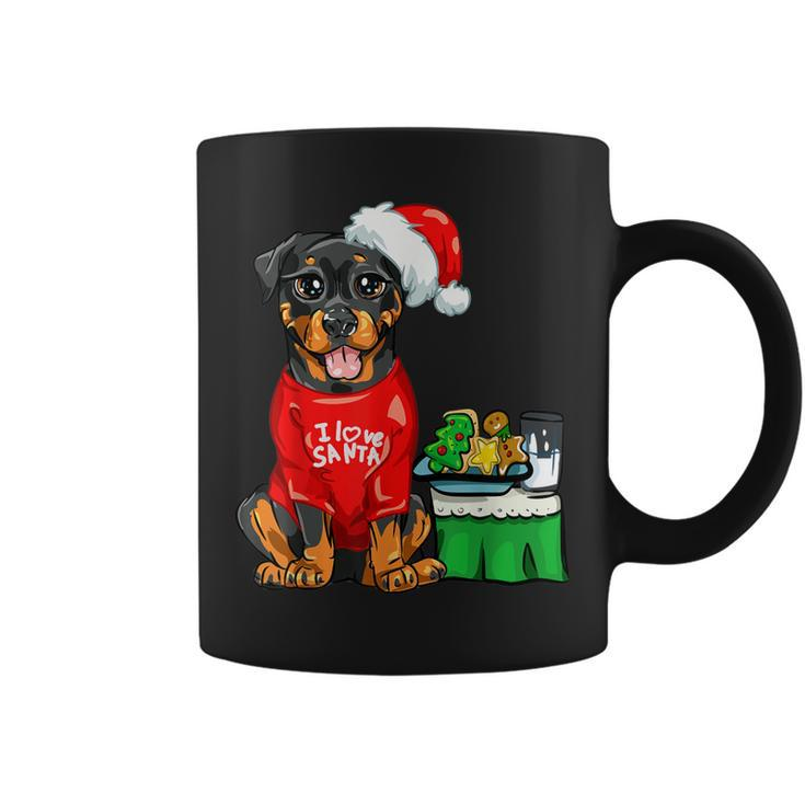 Rottweiler Dog I Love Santa Cute Rotti Pup Christmas Coffee Mug