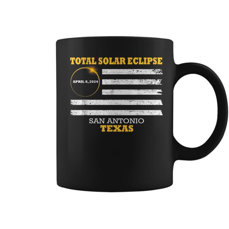 San Antonio Texas Solar Eclipse 2024 Us Flag Coffee Mug