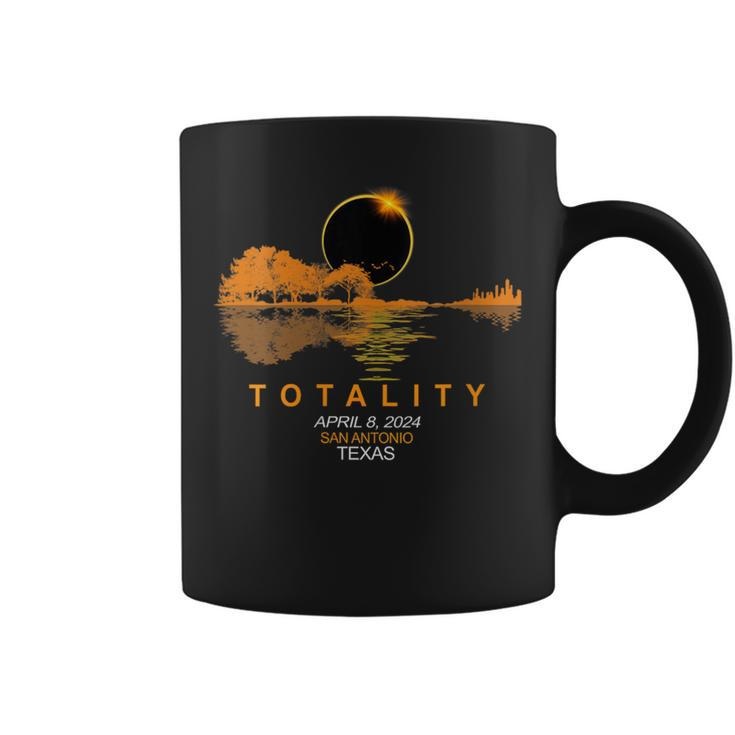 San Antonio Texas Total Solar Eclipse 2024 Guitar Coffee Mug
