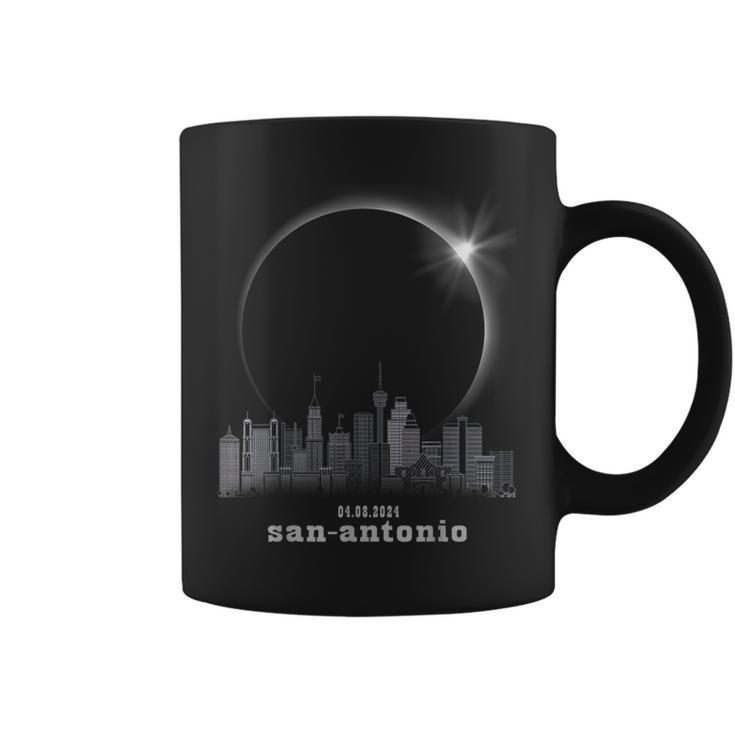 San Antonio Tx Skyline Silhouette Total Solar Eclipse 2024 Coffee Mug