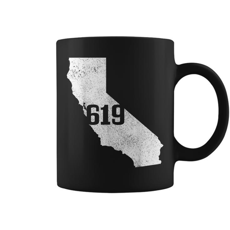 San Diego 619 Area Code California State Map Pride Vintage Coffee Mug