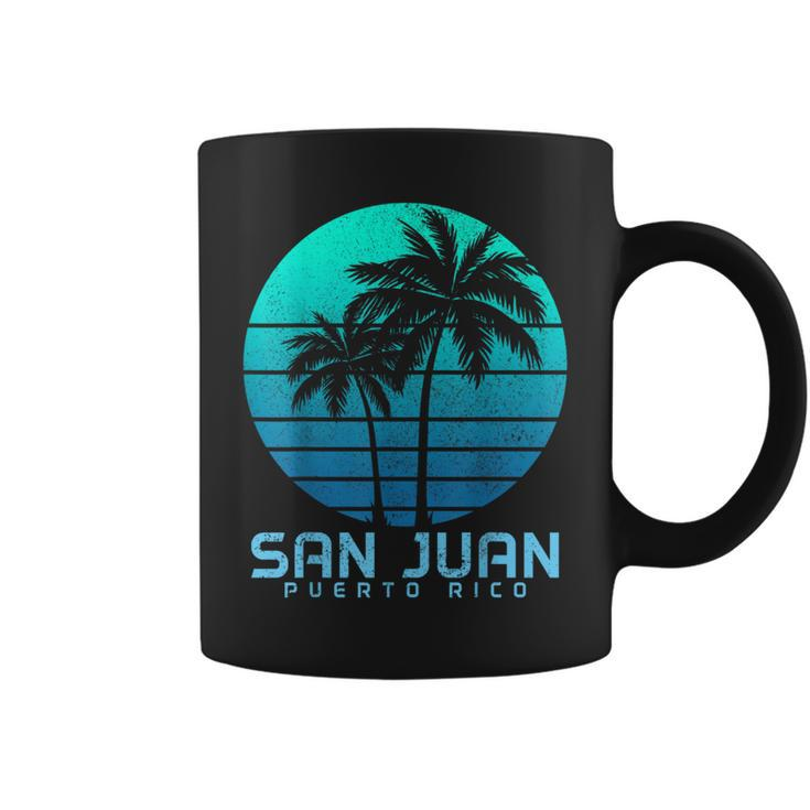 San Juan Puerto Rico Vintage Palm Trees Beach Souvenir Pride Coffee Mug