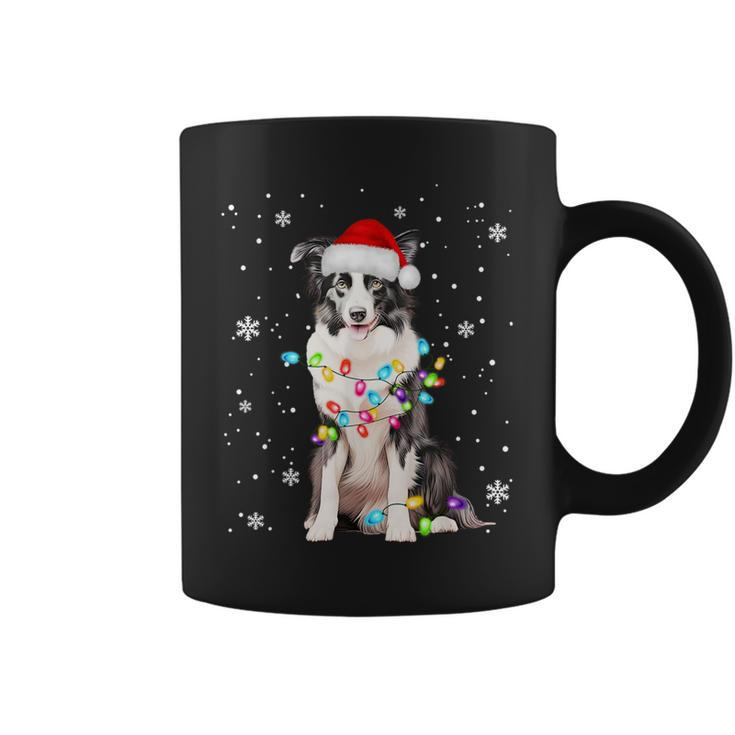Santa Border Collie Christmas Tree Light Pajama Dog X-Mas Coffee Mug