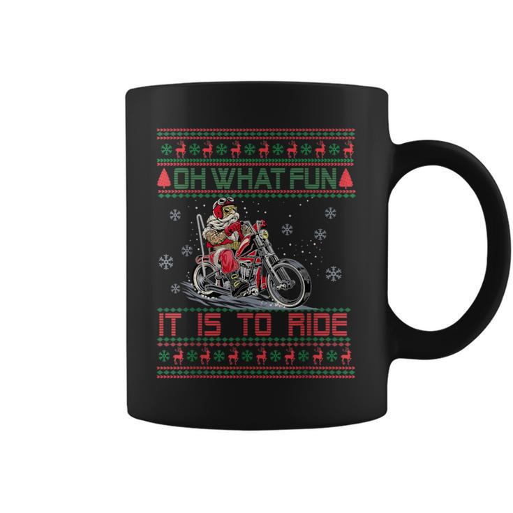 Santa Claus Riding Motorcycle Xmas Biker Present Christmas Coffee Mug