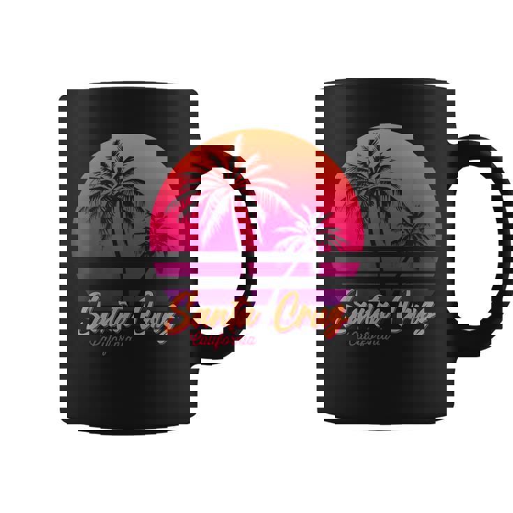 Santa Cruz California Retrointage Sunset Palmeras Años 70 Taza de café