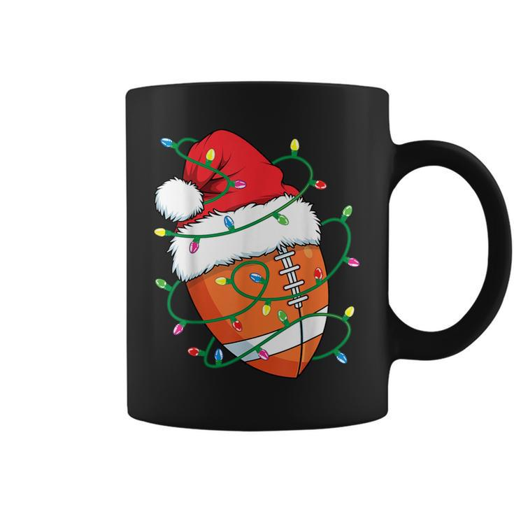 Santa Football Sports Ball Boys Christmas Xmas Lights Coffee Mug