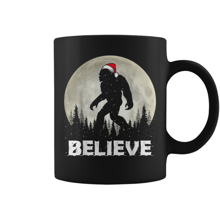 Santa Hat Bigfoot Believe Christmas Lights Rock Sasquatch Coffee Mug