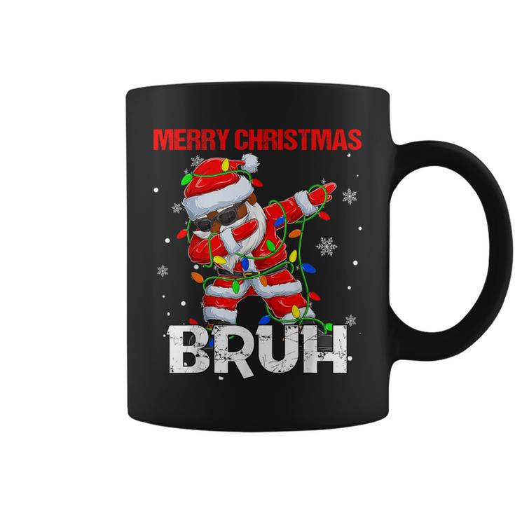 Santa Merry Christmas Bruh Afro African American Xmas Retro Coffee Mug