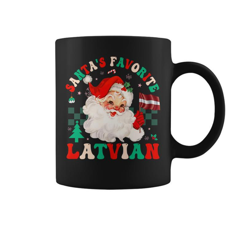 Santa's Favorite Latvian Groovy Latvia Christmas Coffee Mug