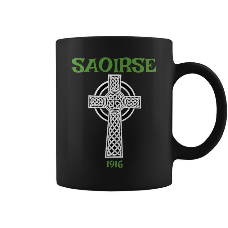 Saoirse Meaning Freedom Irish Republican With Celtic Cross Coffee Mug