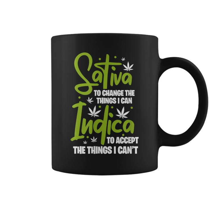 Sativa To Change The Things I Can Indica Cannabis Weed Leaf Coffee Mug