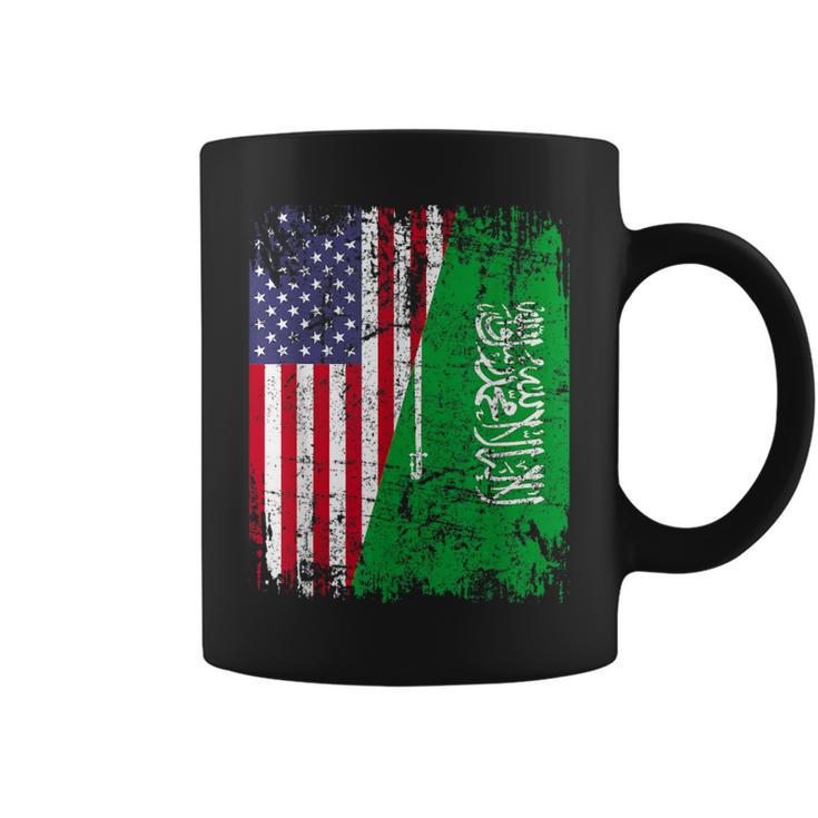 Saudi Arabian Roots Half American Flag Saudi Arabia Flag Coffee Mug