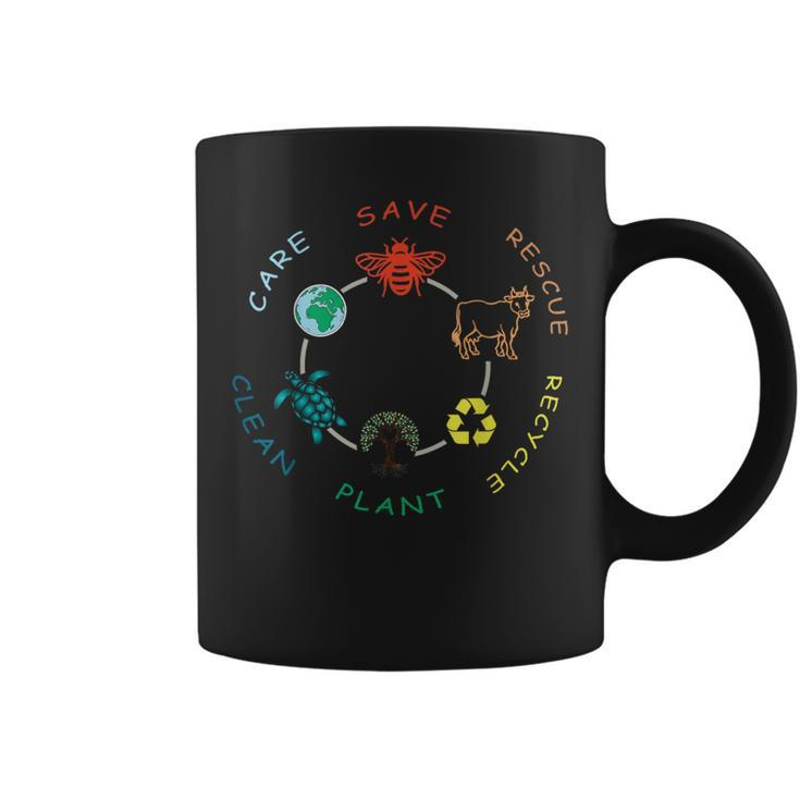 Save Bees Rescue Animals Recycle Plastic Vintage Earth Day Coffee Mug