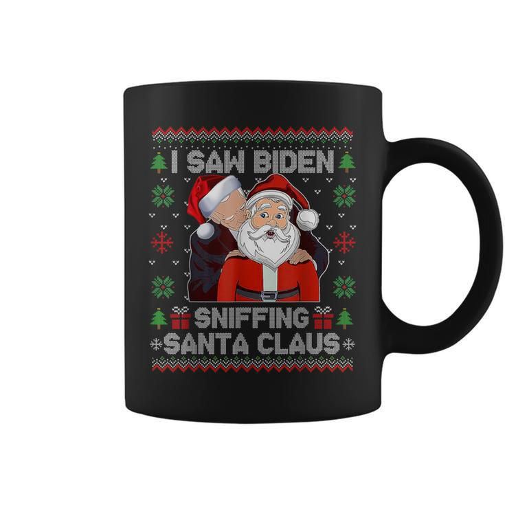 I Saw Biden Sniffing Santa Claus Biden Ugly Xmas Coffee Mug
