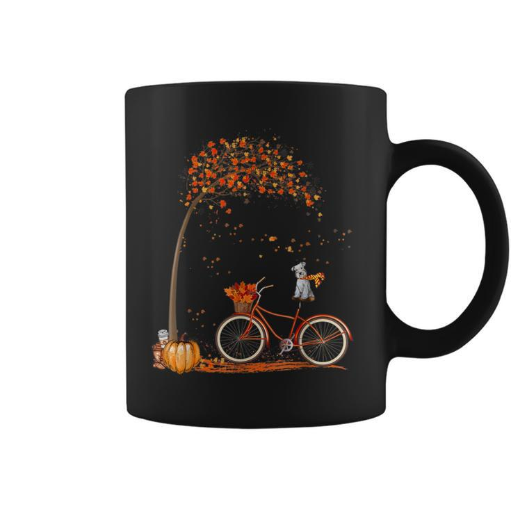 Schnauzer Dog And Pumpkins Bicycle Autumn Leaf Fall Coffee Mug