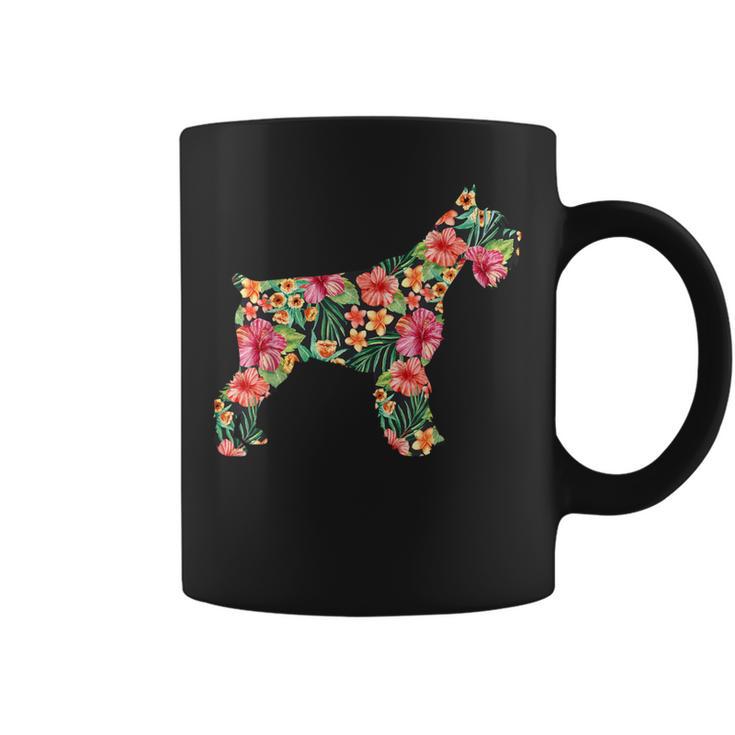 Schnauzer Flower Dog Silhouette Floral Women Coffee Mug