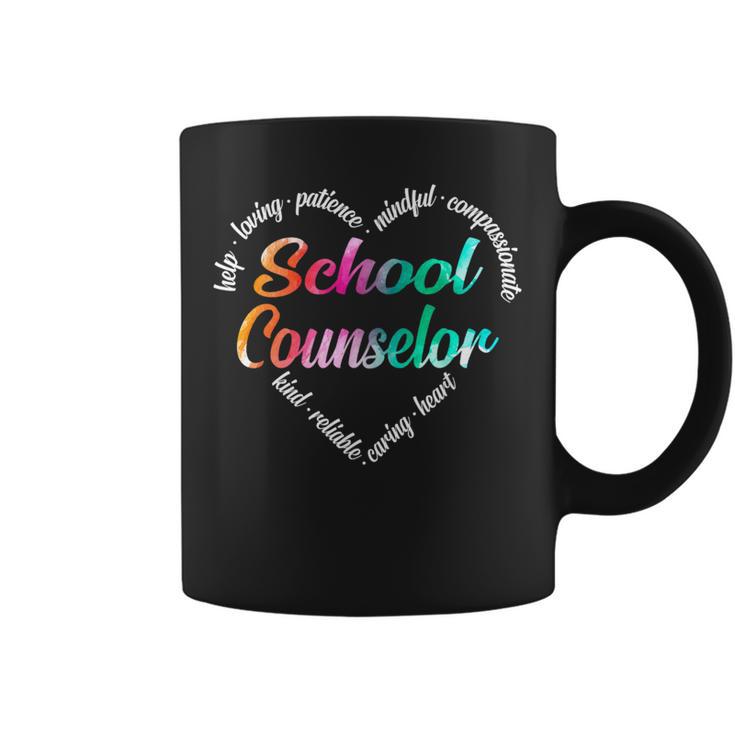 School Counselor Heart Word Cloud Watercolor Rainbow Coffee Mug