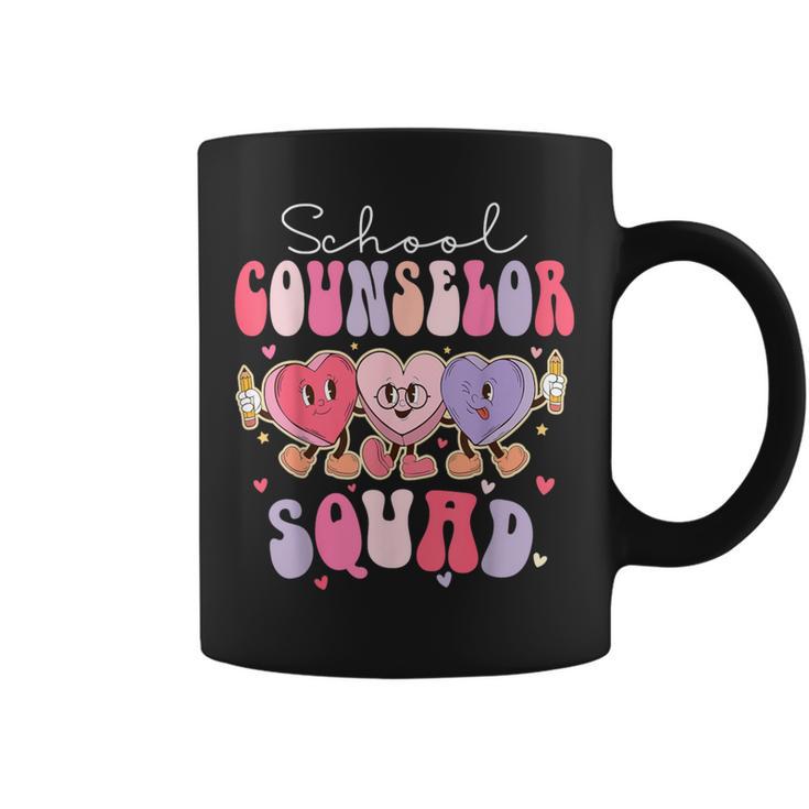 School Counselor Squad Retro Groovy Valentines Day Coffee Mug