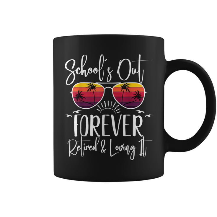 Schools Out Forever & Retired Teacher Retirement Summer Palm Coffee Mug