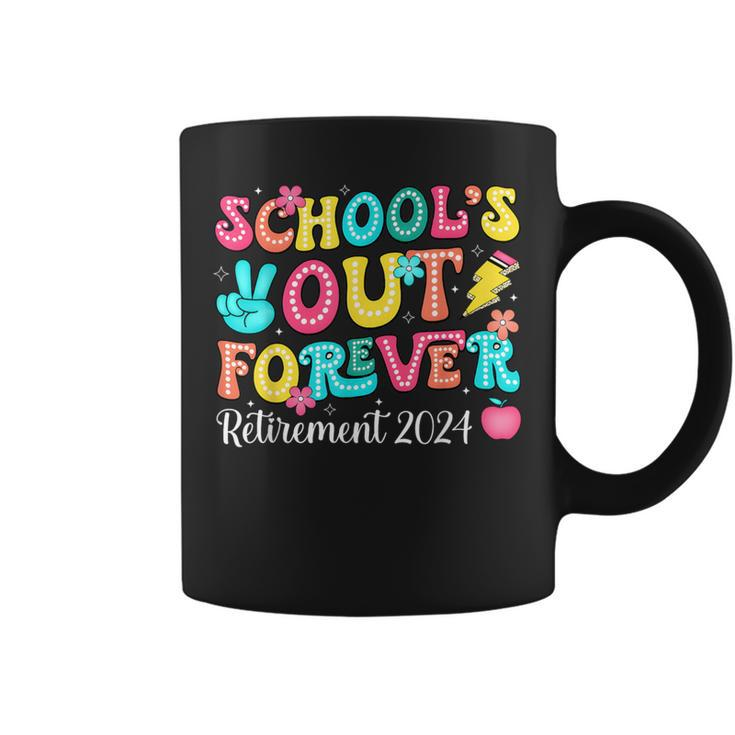 School's Out Forever Retired Groovy Teacher Retirement 2024 Coffee Mug