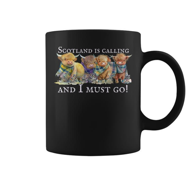Scotland Is Calling And I Must Go Highland Cow Coffee Mug