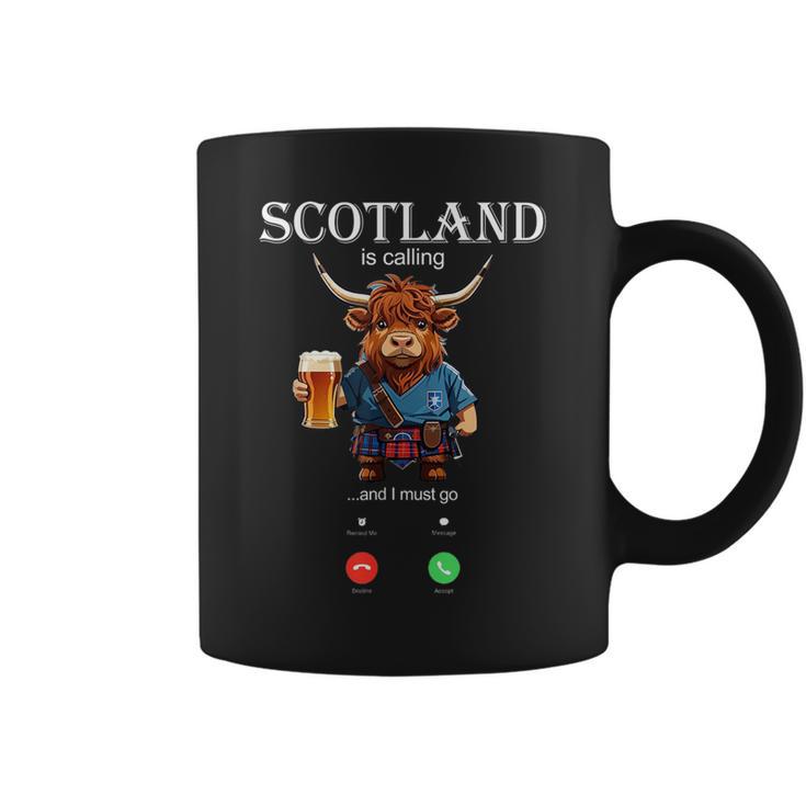 Scotland Is Calling I And I Must Go Highland Cow Scottish Coffee Mug