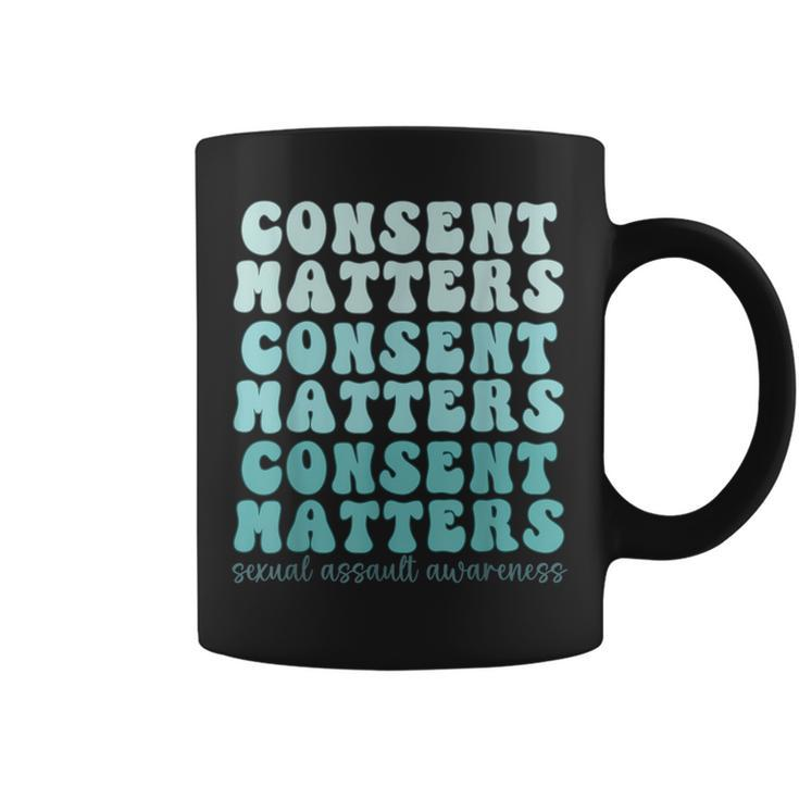 Sexual Assault Awareness Month Consent Matters Teal Ribbon Coffee Mug